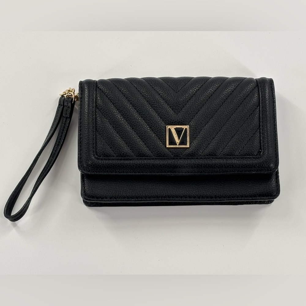 Victoria's Secret Black V-Quilt Tech Wristlet Wallet - Picture 2 of 10